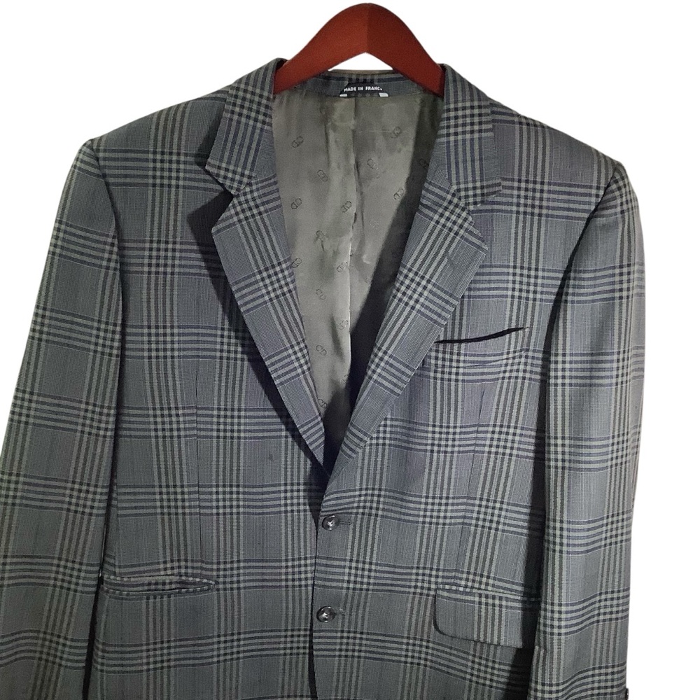 VTG Christian Dior Monsieur Wool Plaid Two-Button Blazer-FLAWED - Picture 2 of 15
